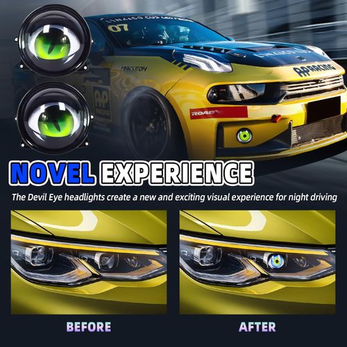🔥HOT SALE🔥 COD！Demon Eye Headlights for Cars and Motorcycles, LED Dynamic Devil Eyes Light Kit with HD Lens, 6 Animated Eye Patterns, Universal 12-36V Eyeball Lights for Headlight or Fog Light