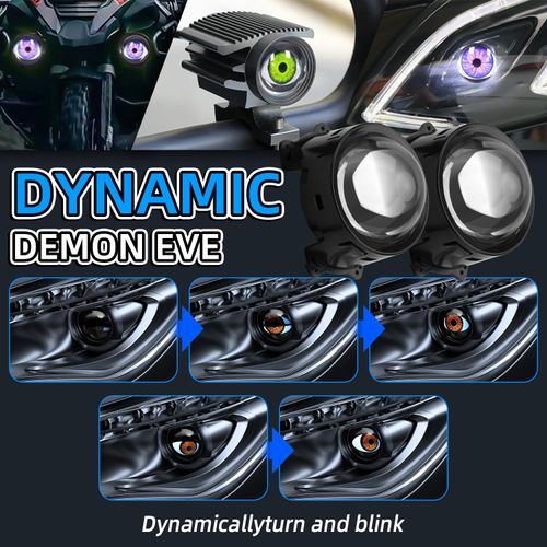 🔥HOT SALE🔥 COD！Demon Eye Headlights for Cars and Motorcycles, LED Dynamic Devil Eyes Light Kit with HD Lens, 6 Animated Eye Patterns, Universal 12-36V Eyeball Lights for Headlight or Fog Light