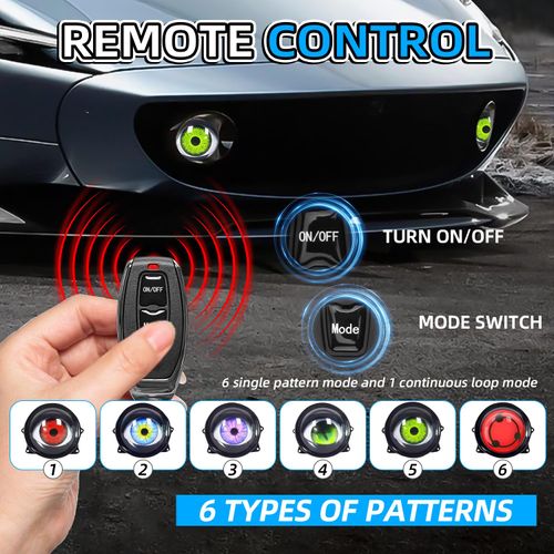 🔥HOT SALE🔥 COD！Demon Eye Headlights for Cars and Motorcycles, LED Dynamic Devil Eyes Light Kit with HD Lens, 6 Animated Eye Patterns, Universal 12-36V Eyeball Lights for Headlight or Fog Light