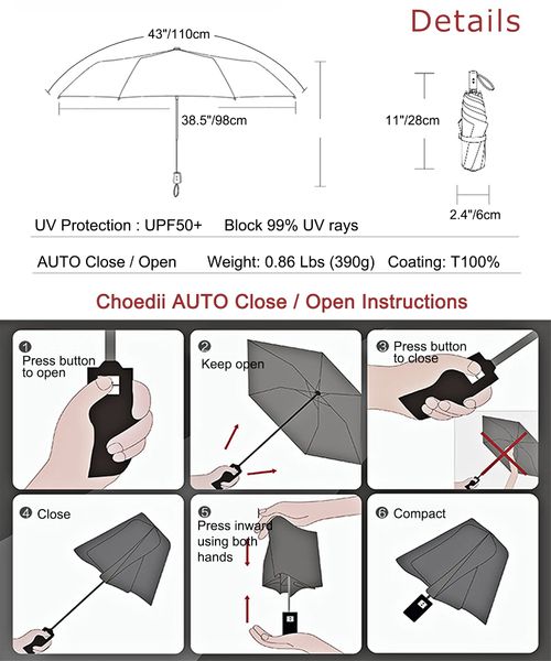 🔥HOT SALE🔥 COD！  All-Weather Umbrella: UPF 50+ Portable Travel Sunshade, Automatic Open&Close, Windproof and Waterproof, Foldable Sun and Rain Umbrella