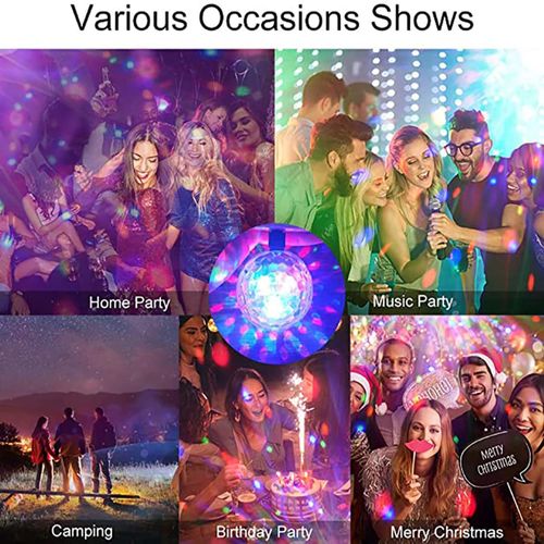 🔥HOT SALE🔥 COD！Colorful Rotating Magic Ball Disco Ball Light Bulb with Sockets, Plug in RGB LED Stage Light for Home Room Dance Parties