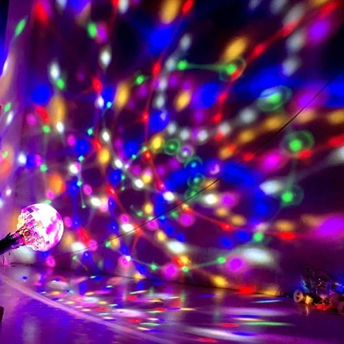 🔥HOT SALE🔥 COD！Colorful Rotating Magic Ball Disco Ball Light Bulb with Sockets, Plug in RGB LED Stage Light for Home Room Dance Parties
