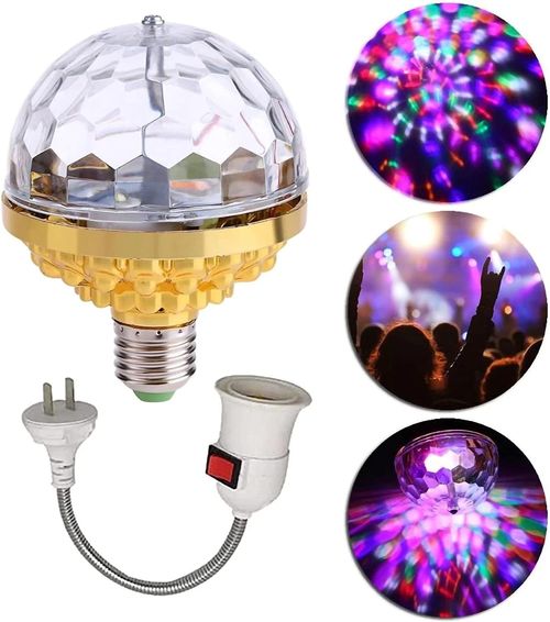 🔥HOT SALE🔥 COD！Colorful Rotating Magic Ball Disco Ball Light Bulb with Sockets, Plug in RGB LED Stage Light for Home Room Dance Parties