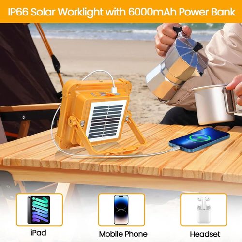 🔥HOT SALE🔥 COD！Solar Portable Rechargeable Work Light,16500mAh 120W Magnetic Flood Battery Work Light Outedoor LED Camping Lights Waterproof for Job Site Repair,Camping, Hiking, Emergency