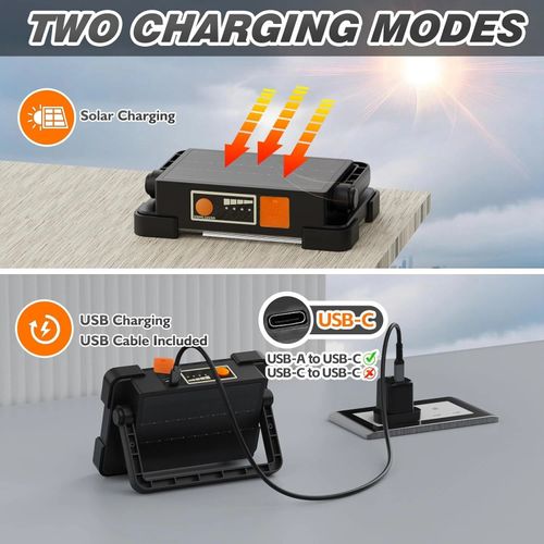 🔥HOT SALE🔥 COD！Solar Portable Rechargeable Work Light,16500mAh 120W Magnetic Flood Battery Work Light Outedoor LED Camping Lights Waterproof for Job Site Repair,Camping, Hiking, Emergency