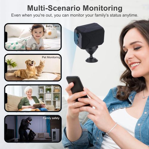 🔥Hot Seller🔥 COD！   1440P HD Mini WiFi Security Camera Indoor Wireless Rechargeable Pet Home Office Surveillance with Motion Detection, Night Vision,  Cloud SD Storage & App Control