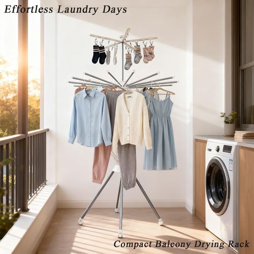 🔥Hot Seller🔥 COD！Four Legged Clothes Drying Rack Octopus Laundry Drying Rack Portable and Foldable Dry Rack  360° Aluminum Garment Rack for Indoor Outdoor Courtyard