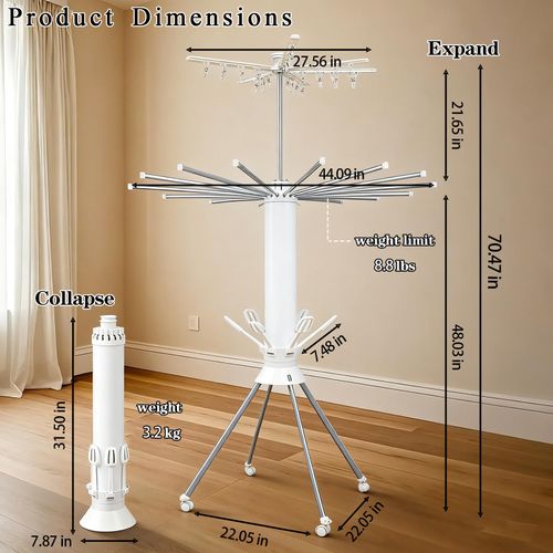 🔥Hot Seller🔥 COD！Four Legged Clothes Drying Rack Octopus Laundry Drying Rack Portable and Foldable Dry Rack  360° Aluminum Garment Rack for Indoor Outdoor Courtyard