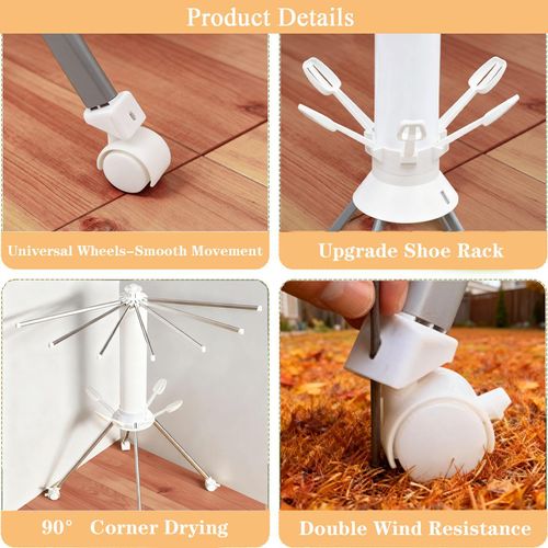 🔥Hot Seller🔥 COD！Four Legged Clothes Drying Rack Octopus Laundry Drying Rack Portable and Foldable Dry Rack  360° Aluminum Garment Rack for Indoor Outdoor Courtyard
