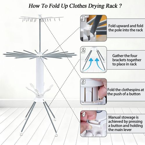 🔥Hot Seller🔥 COD！Four Legged Clothes Drying Rack Octopus Laundry Drying Rack Portable and Foldable Dry Rack  360° Aluminum Garment Rack for Indoor Outdoor Courtyard