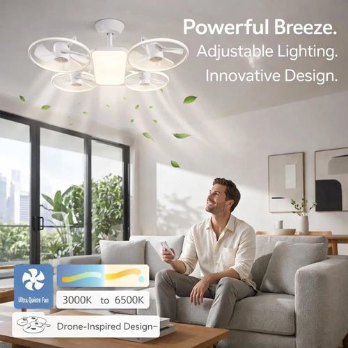 🔥Hot Seller🔥 COD！Drone Fan Light,Drone-Style LED Ceiling Fan Light,Drone-inspired Ceiling Fans with light,3 Light Colors,3 Speeds,Remote Control,for Bedroom,Living Room