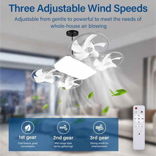 🔥Hot Seller🔥 COD！Drone Fan Light,Drone-Style LED Ceiling Fan Light,Drone-inspired Ceiling Fans with light,3 Light Colors,3 Speeds,Remote Control,for Bedroom,Living Room