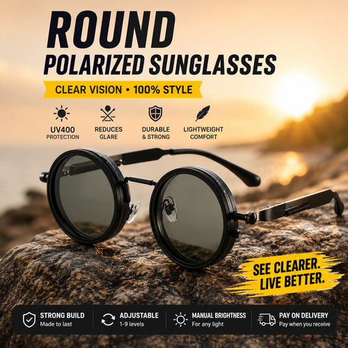 Adjustable Tint Round Polarized Sunglasses | UV400 Shades
