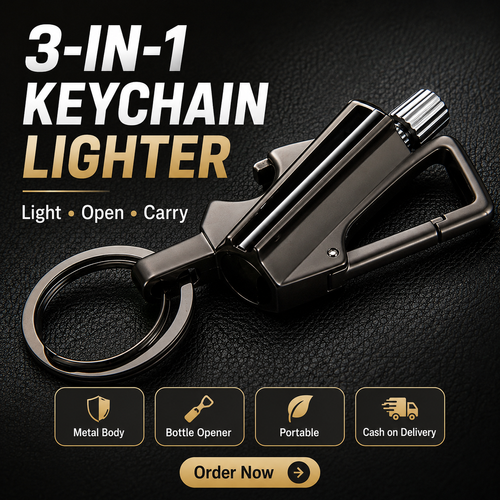 3-in-1 Metal Keychain Lighter with Bottle Opener | COD