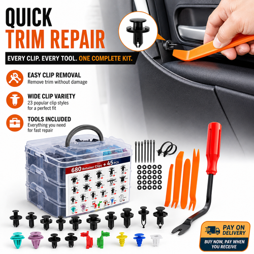 680PCS Car Retainer Clips Kit with Trim Removal Tools | Auto Fastener Set