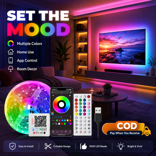 RGB LED Strip Light Kit with App & Remote Control | USB TV Backlight for Home Decor