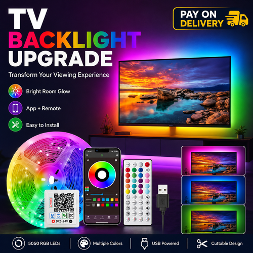 RGB LED Strip Light Kit with App & Remote Control | USB TV Backlight for Home Decor