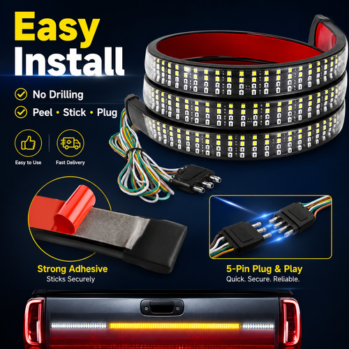 6-in-1 Pickup Tailgate LED Light Bar | Brake Turn Reverse Signal Strip