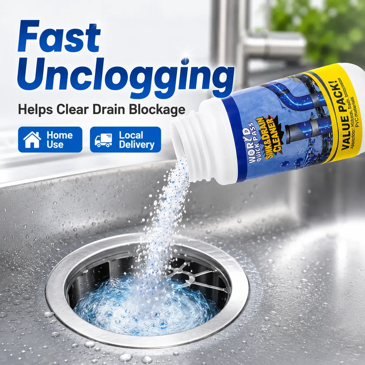 Strong Drain Maintenance Solution 110g Buy 1 Get 2 Free, Pipe Cleaner Powder for Kitchen Sink, Bathroom Drain, Toilet Pipe, Clog Cleaning and Sewer Smell Control, COD Free Shipping, Pay on Delivery