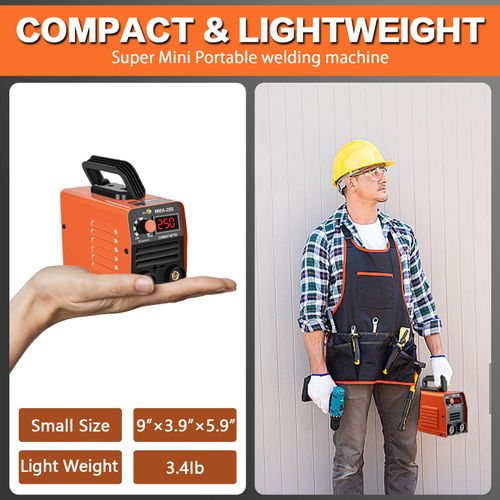 Super mini stick welder features portable design and IGBT inverter technology. Equipped with hot start, arc force and anti-stick functions, easy to operate for welding beginners, free shipping and cash on delivery.