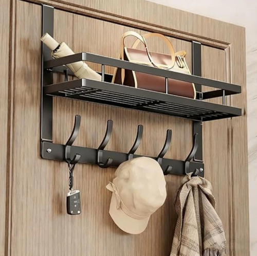 Door hook with storage basket