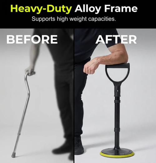 Elderly adjustable standing assist cane