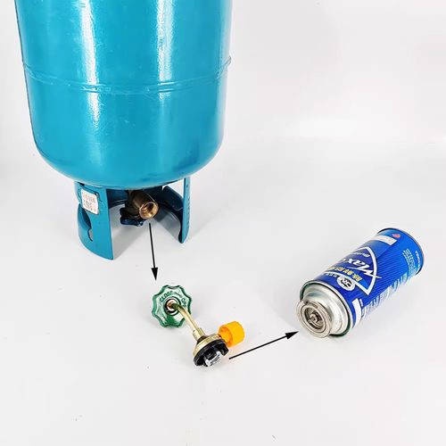 Sturdy zinc alloy & copper cylinder refill adapter built with pressure release valve, safe and reliable for gas transfer work, free shipping and cash on delivery.