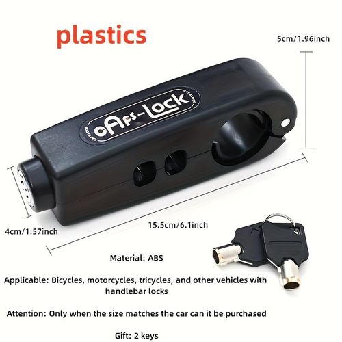 Lightweight compact handlebar lock made of durable ABS material, easy snap-on installation, reliable anti-theft protection for bicycles and motorcycles, great for daily commute and travel, free shipping and cash on delivery.