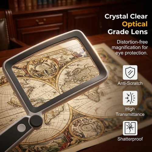 Foldable Handheld Magnifying Glass with Light, Convenient for Reading