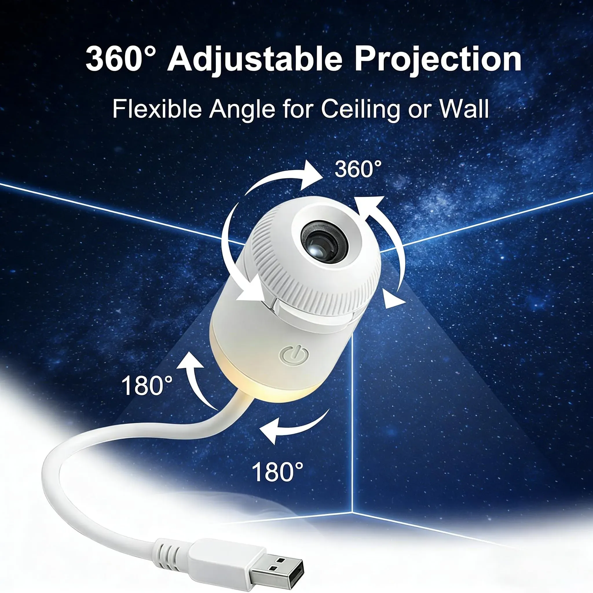 2 in 1 Galaxy Starry Sky Night Light Projector, 6 Projection Films 360° Adjustable Brightness LED Star Projector Lamp for Bedroom Ceiling Car Decoration Gift