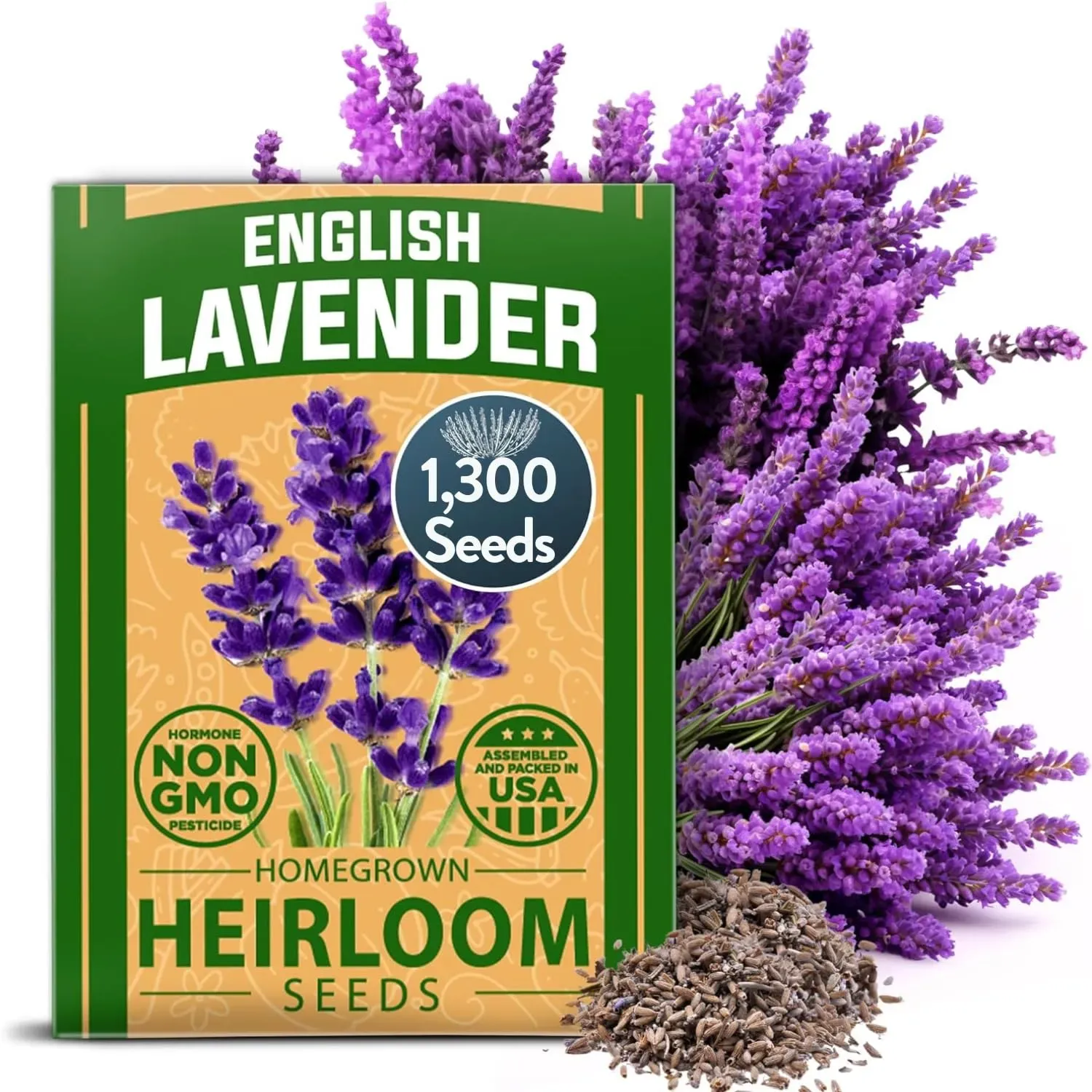 High Germination Rate Flower Seed Assortment, Hollyhock, Cosmos & Lavender Bulk Seeds for Outdoor Garden Planting