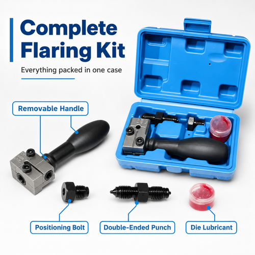 Professional Universal Brake Line Flaring Tool Kit, Complete Flaring Tool Set for Brake Line Repair, Suitable for Cars, Trucks and Motorcycles Maintenance