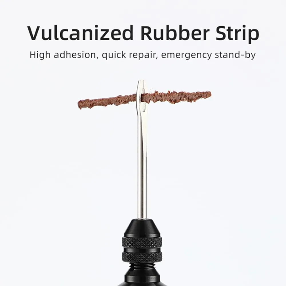 Portable Bike Tubeless Tire Puncture Repair Kit, Flat Tyre Quick Fix Tool Set with Sealant, Plugs and Inflator for Road Bike Wheel Emergency Maintenance