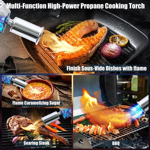 High Power Adjustable Flame Propane Torch, Multi-Use Kitchen Blow Torch for Steak Searing, Barbecue, Gas Welding, Weed Burning and Campfire Ignition