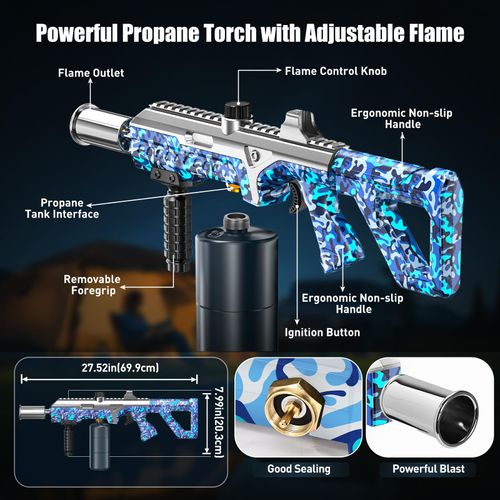 High Power Adjustable Flame Propane Torch, Multi-Use Kitchen Blow Torch for Steak Searing, Barbecue, Gas Welding, Weed Burning and Campfire Ignition