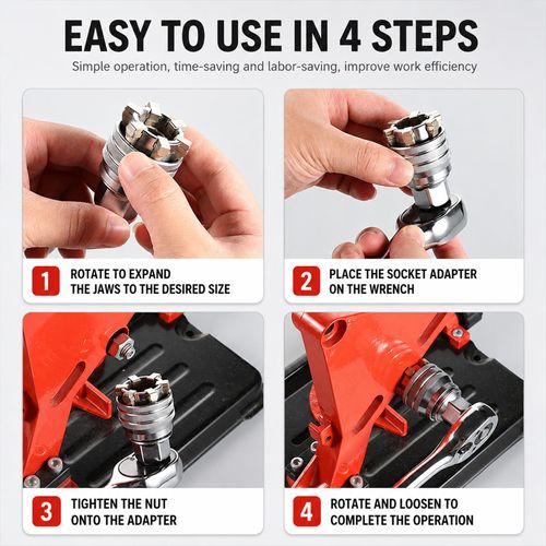 Multi-Function Adjustable Universal Socket Wrench, All-in-One Universal Repair Tool Compatible with Ratchet, Torque Wrench and Electric Power Drill for General Maintenance