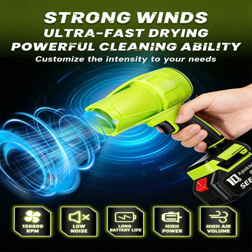 New Version 2.0 Cordless Handheld Turbo Jet Blower with Carry Case, Ultra Lightweight 1000g High Power 1200 Cfm Airflow Dual Battery Leaf Snow Blower for Car Lawn Garage Cleaning and Snow Removal