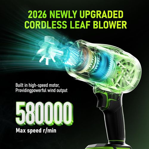 New Version 2.0 Cordless Handheld Turbo Jet Blower with Carry Case, Ultra Lightweight 1000g High Power 1200 Cfm Airflow Dual Battery Leaf Snow Blower for Car Lawn Garage Cleaning and Snow Removal
