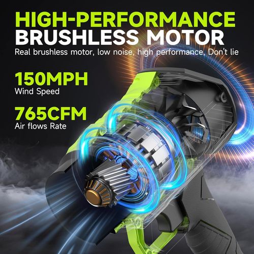 New Version 2.0 Cordless Handheld Turbo Jet Blower with Carry Case, Ultra Lightweight 1000g High Power 1200 Cfm Airflow Dual Battery Leaf Snow Blower for Car Lawn Garage Cleaning and Snow Removal