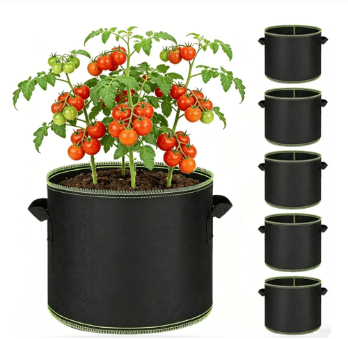 5 Gallon Heavy Duty Breathable Fabric Potato Grow Bags with Reinforced Handles, Reusable Planting Bags for Potatoes Tomatoes Herbs Flowers and Vegetables Buy 1 Get 5