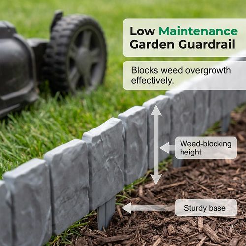 30 Pieces Gray Imitation Stone Plastic Garden Edging Border, Faux Stone Decorative Landscape Retaining Fence for Outdoor Yard Landscaping Decoration
