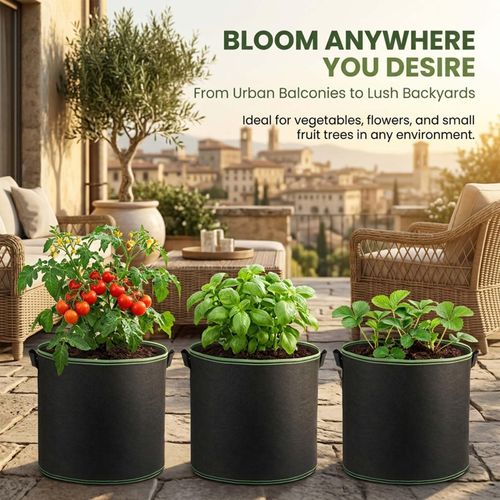 5 Gallon Heavy Duty Breathable Fabric Potato Grow Bags with Reinforced Handles, Reusable Planting Bags for Potatoes Tomatoes Herbs Flowers and Vegetables Buy 1 Get 5