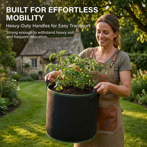 5 Gallon Heavy Duty Breathable Fabric Potato Grow Bags with Reinforced Handles, Reusable Planting Bags for Potatoes Tomatoes Herbs Flowers and Vegetables Buy 1 Get 5