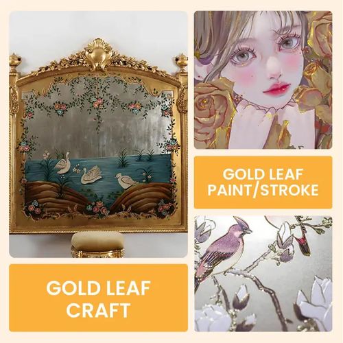 Water-Based Metallic Gold Paint and Gilding Adhesive, Weather Resistant Non-Fading Acrylic Craft Gold Leaf Varnish Suitable for Furniture Wood Metal Canvas DIY Art Supplies Buy 1 Get 2