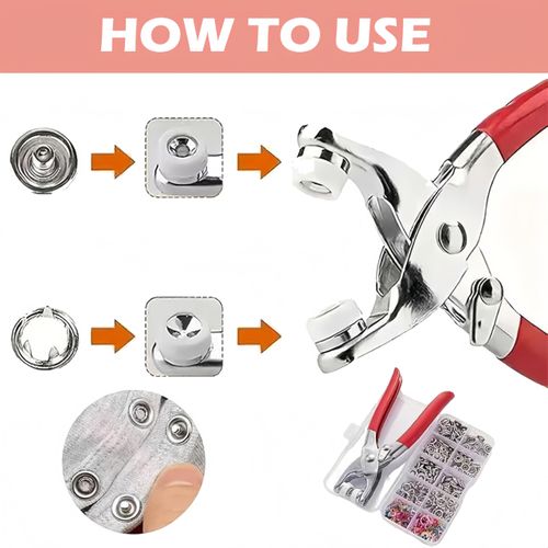 100PCS Metal Snap Buttons and Fastener Pliers Kit, Invisible Colored Metal Buckle Hand Press Pliers Sewing Button Installation Tool Set for Clothing Repair and DIY Sewing Buy 1 Get 2