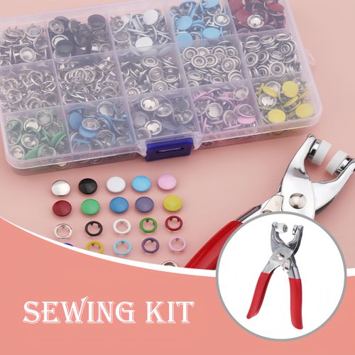 100PCS Metal Snap Buttons and Fastener Pliers Kit, Invisible Colored Metal Buckle Hand Press Pliers Sewing Button Installation Tool Set for Clothing Repair and DIY Sewing Buy 1 Get 2