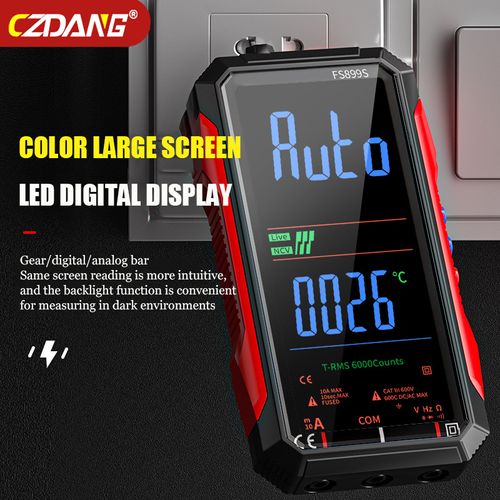 FS899S USB-C Rechargeable True RMS 6000 Counts Digital Multimeter, Large Backlight Display Multimeter Measuring AC DC Voltage Current Resistance Frequency Continuity NCV Temperature for Household and Industrial Maintenance
