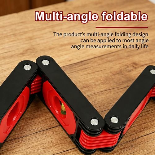 Magnetic Folding Level with Four Easy to Read Level Bubbles, Multi Angle Precision Measuring Tool Ideal for Woodworking and Construction Applications