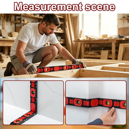 Magnetic Folding Level with Four Easy to Read Level Bubbles, Multi Angle Precision Measuring Tool Ideal for Woodworking and Construction Applications
