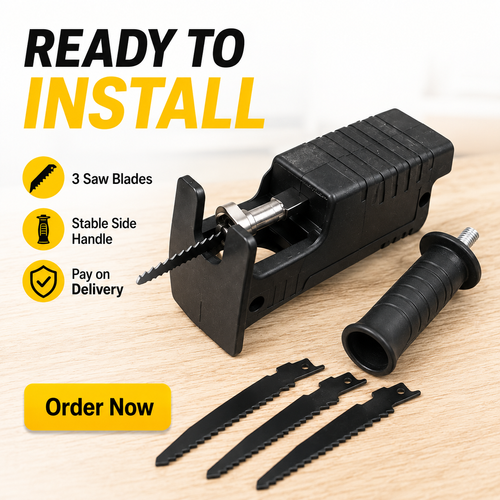 Multifunctional Reciprocating Saw Adapter Turning Electric Drill into Jig Saw, Ergonomic Handle Saw Converter Attachment with 3 Saw Blades for Wood and Metal Cutting Buy 1 Get 2
